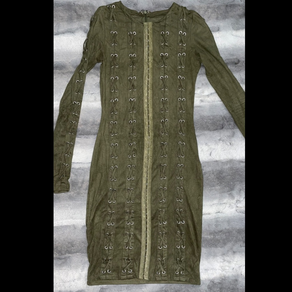Hunter Green Suede Midi Dress